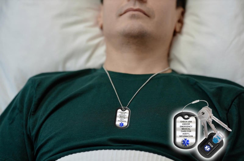 Universal Medical Data Blue Informer Lite Medical Alert Dog Tag. Includes: 2GB USB, Pre-Engraved Stainless-Steel Dog Tag, 27" Chain and Key Ring Wire Rope. Complimentary Access PHR (Personal Health Record) - Image 3